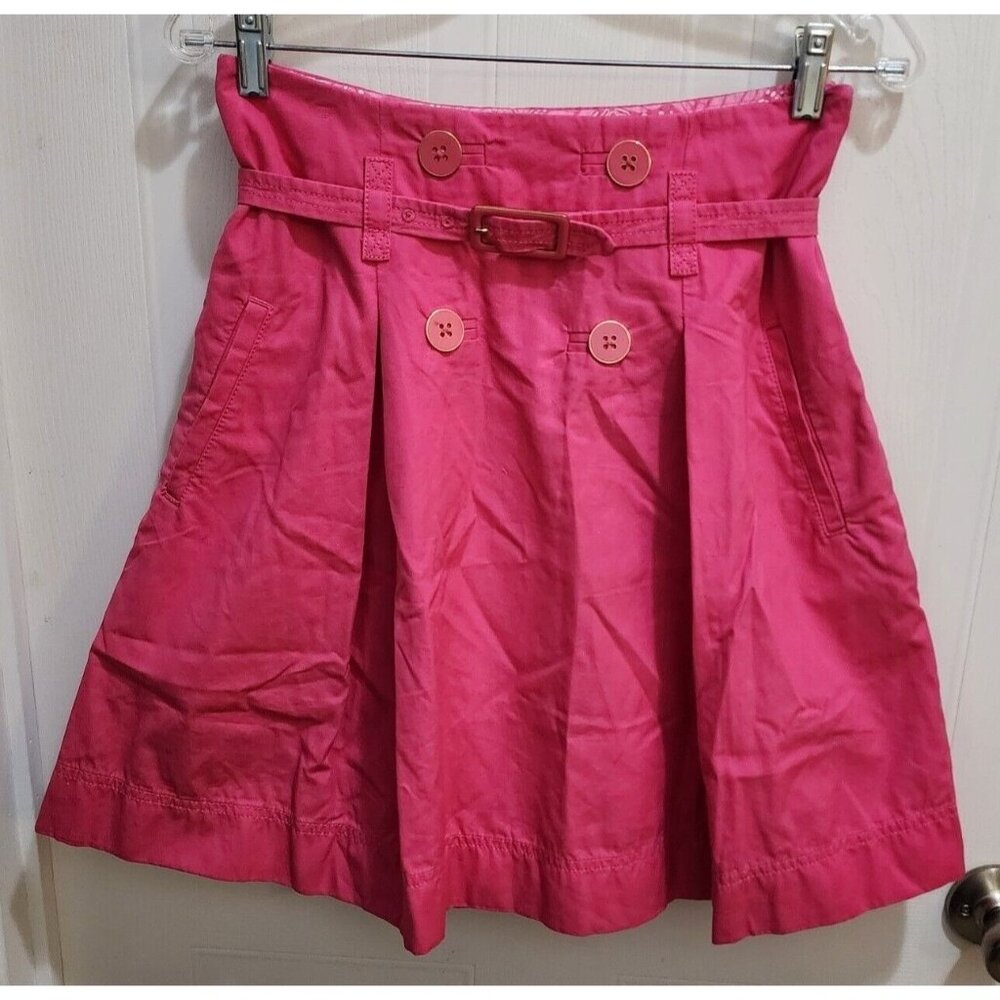 Lilly Pulitzer Women's Size 2 Pleated Skirt Belted Decorative‎ Buttons Hot Pink